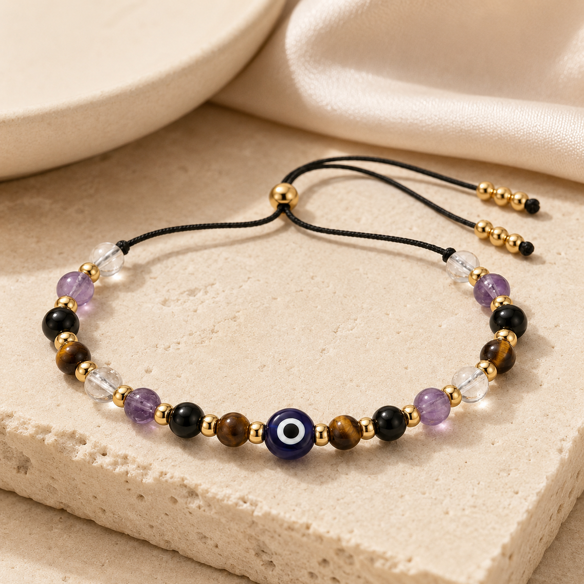 Evil Eye Natural Stone Charm Bracelet