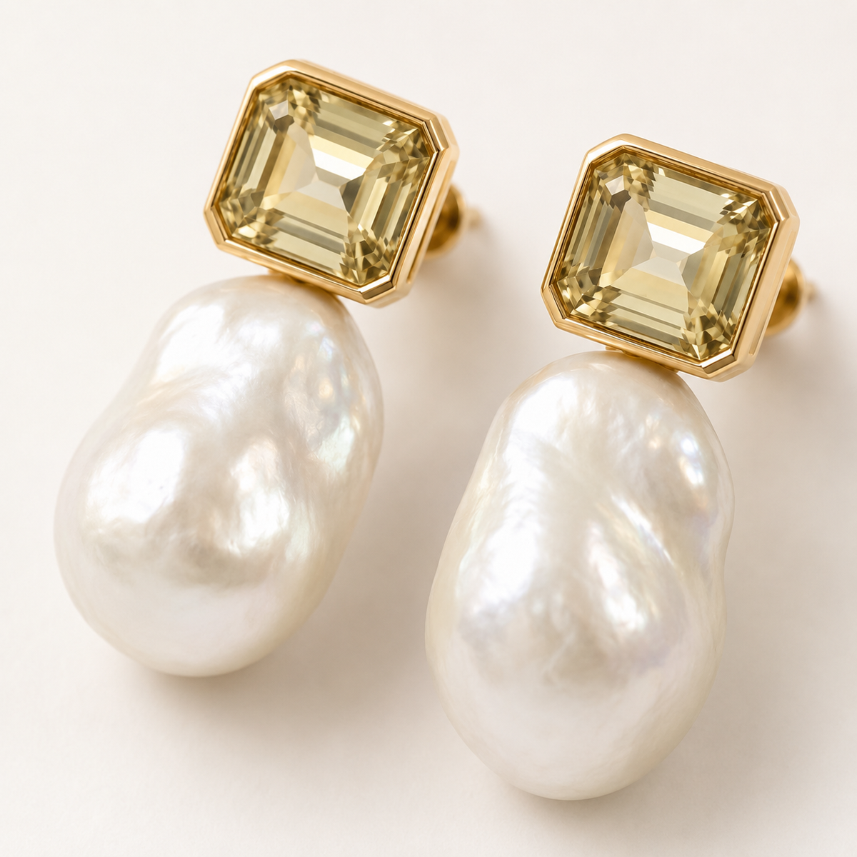 Colorful Gemstone Baroque Pearl Earrings