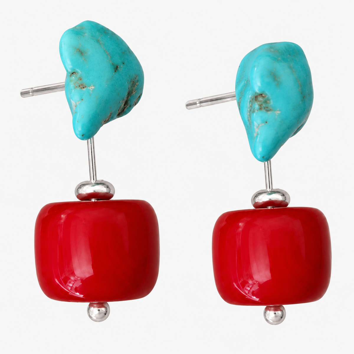 Handmade Hubei Turquoise Drop Earrings