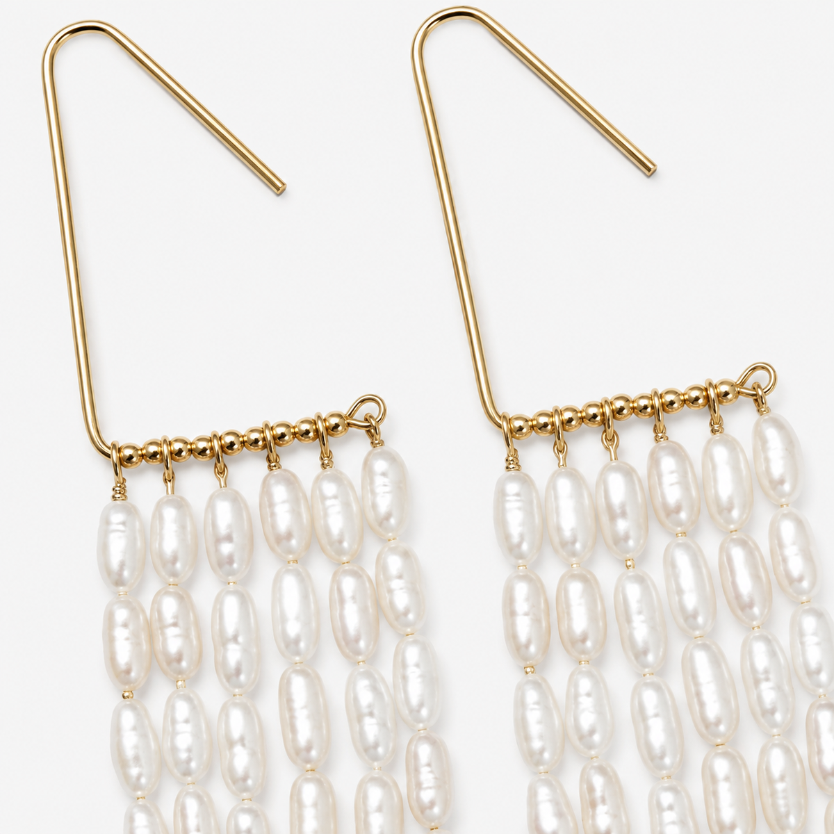 Natural Pearl Statement Tassel Earrings