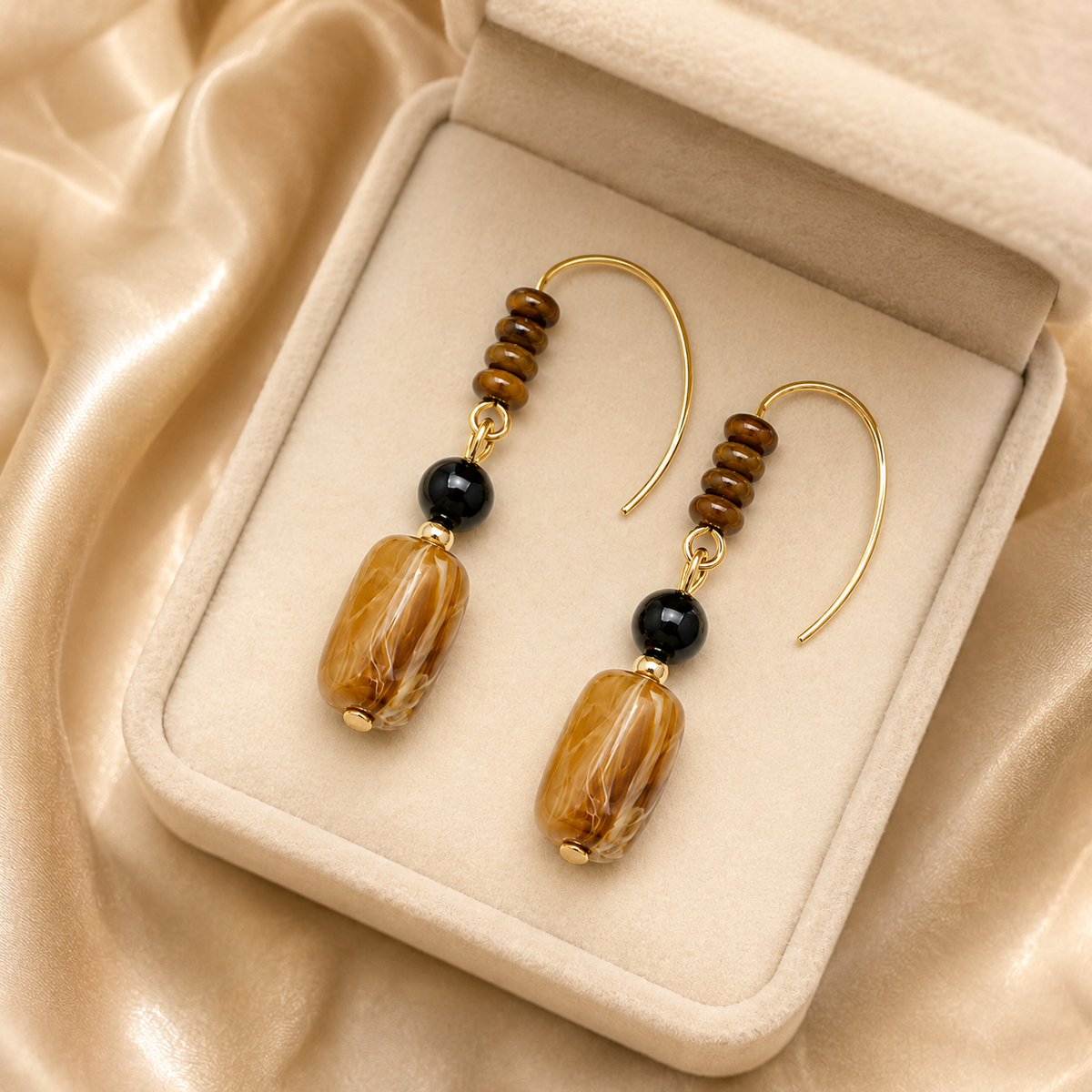 Handmade Tiger’s Eye Drop Earrings