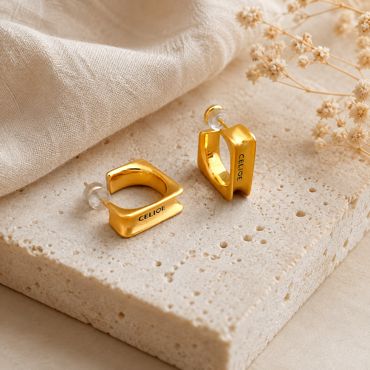 Geometric Square Stud Earrings