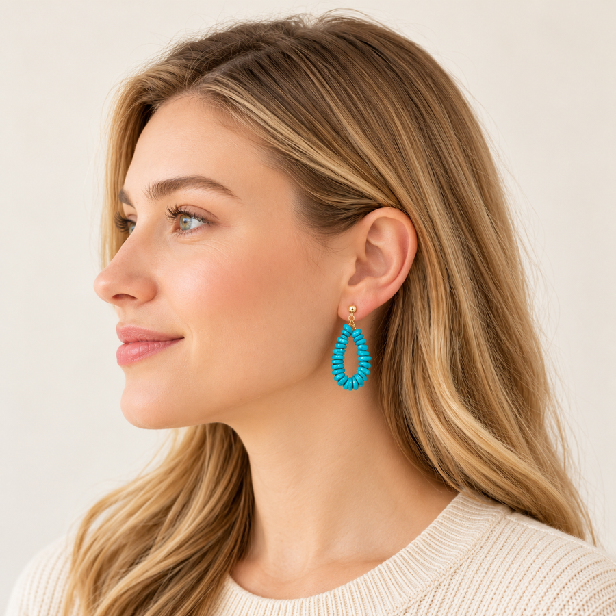 Natural Turquoise U-Shape Earrings