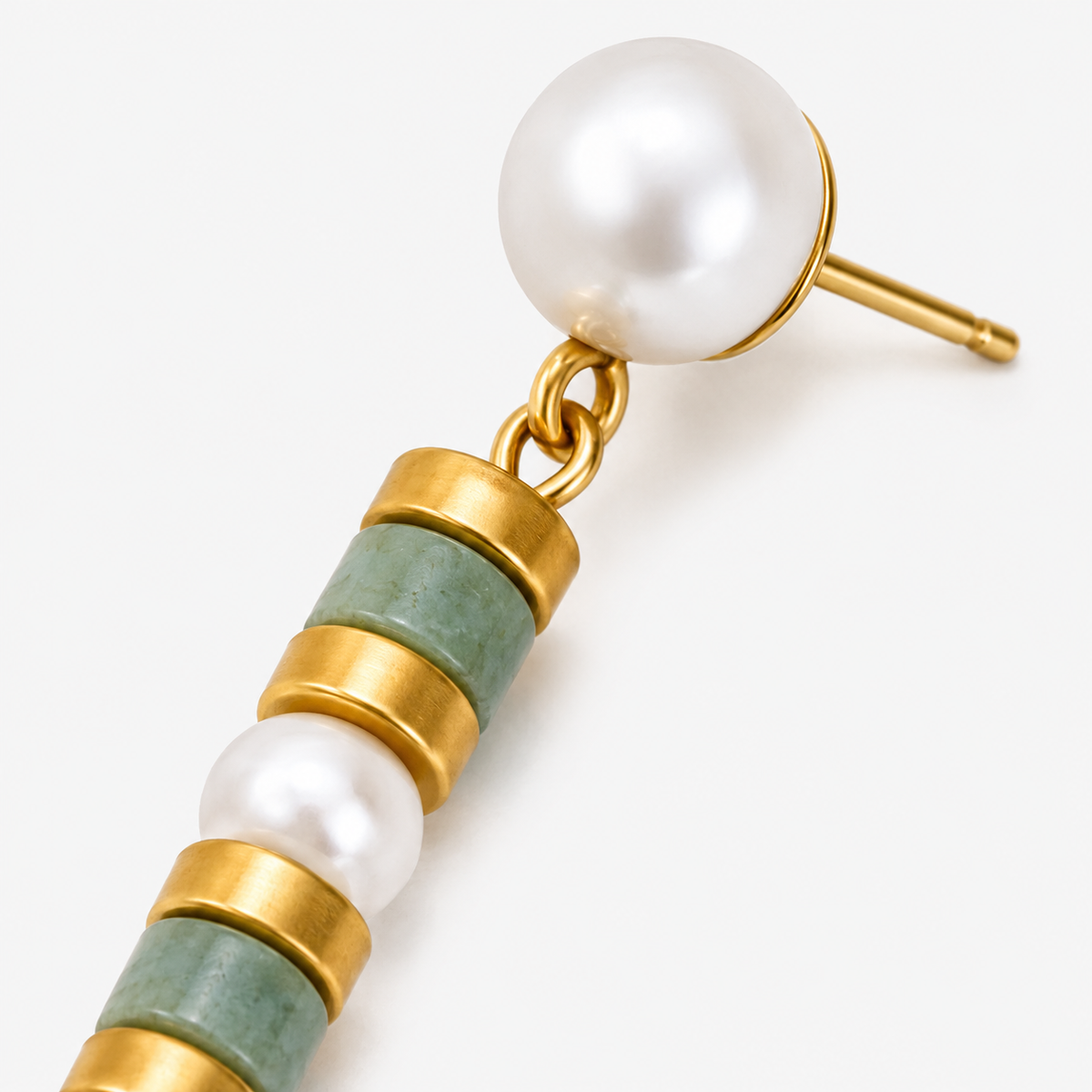 Jade Bamboo Freshwater Pearl Earrings