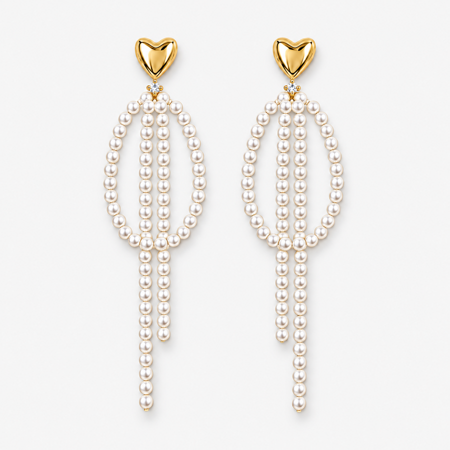 Long Pearl Tassel Earrings