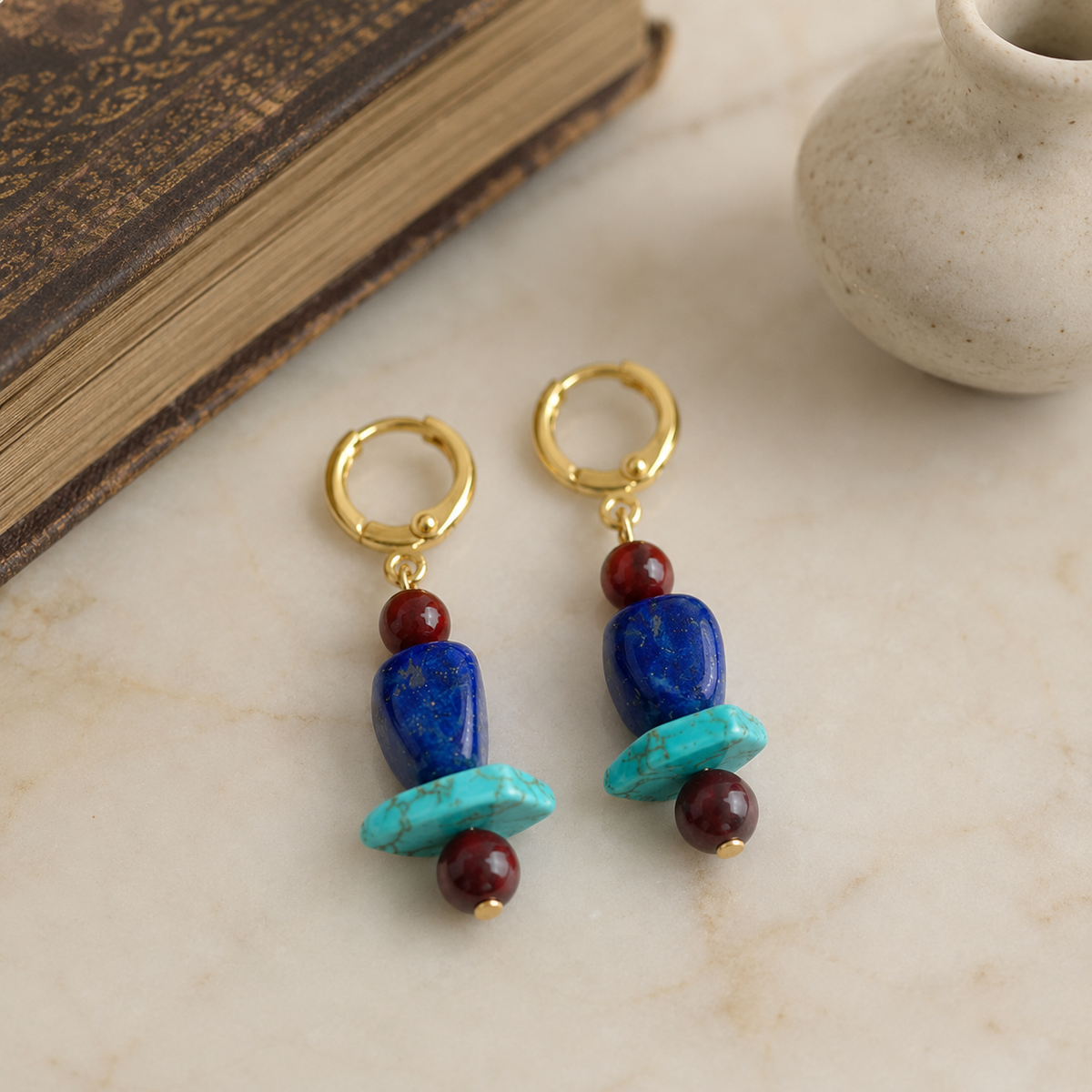 Tibetan Turquoise Dangle Earrings
