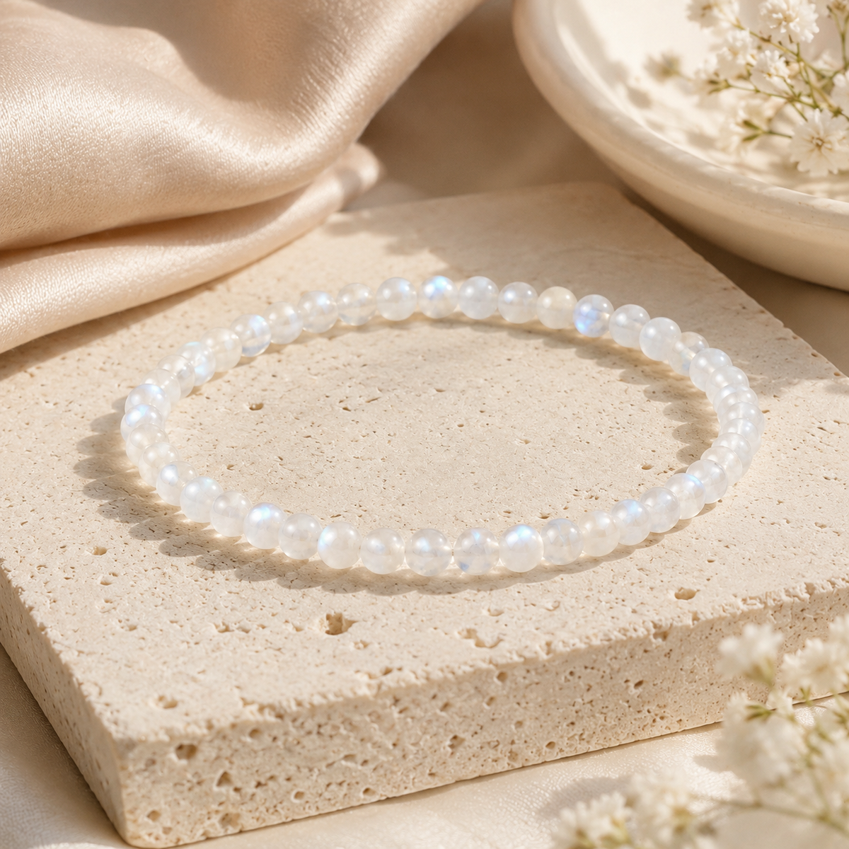 Dainty 4mm Moonstone Bracelet | TEWIKY