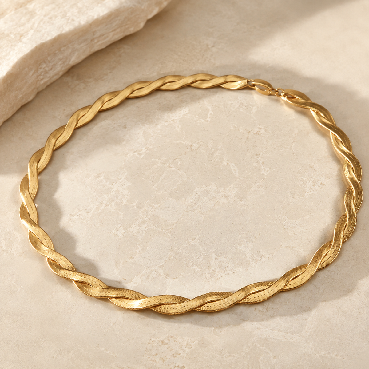 Twisted Herringbone Snake Chain Necklace