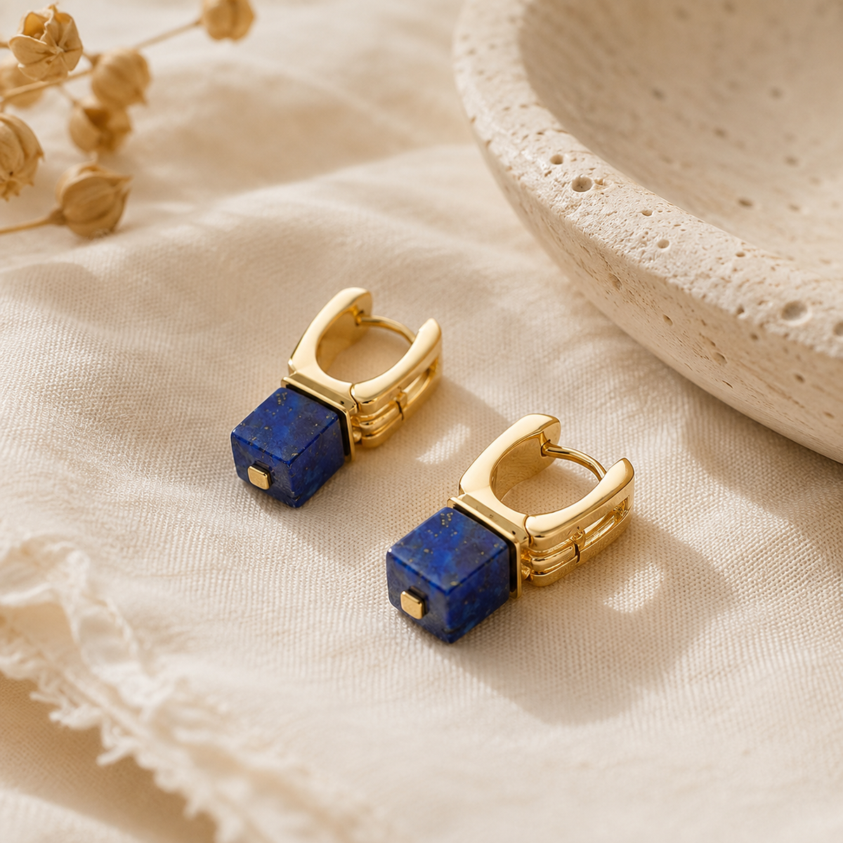 Lapis Lazuli Cube Earrings