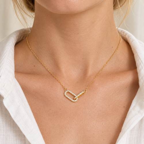 CZ Open Oval Necklace