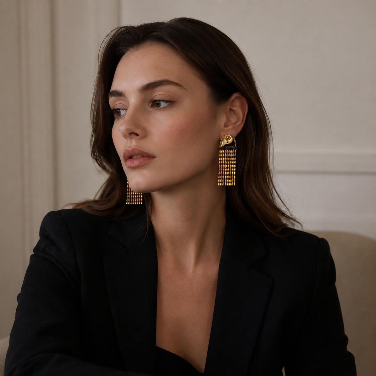 Vintage Egyptian Sun God Tassel Earrings