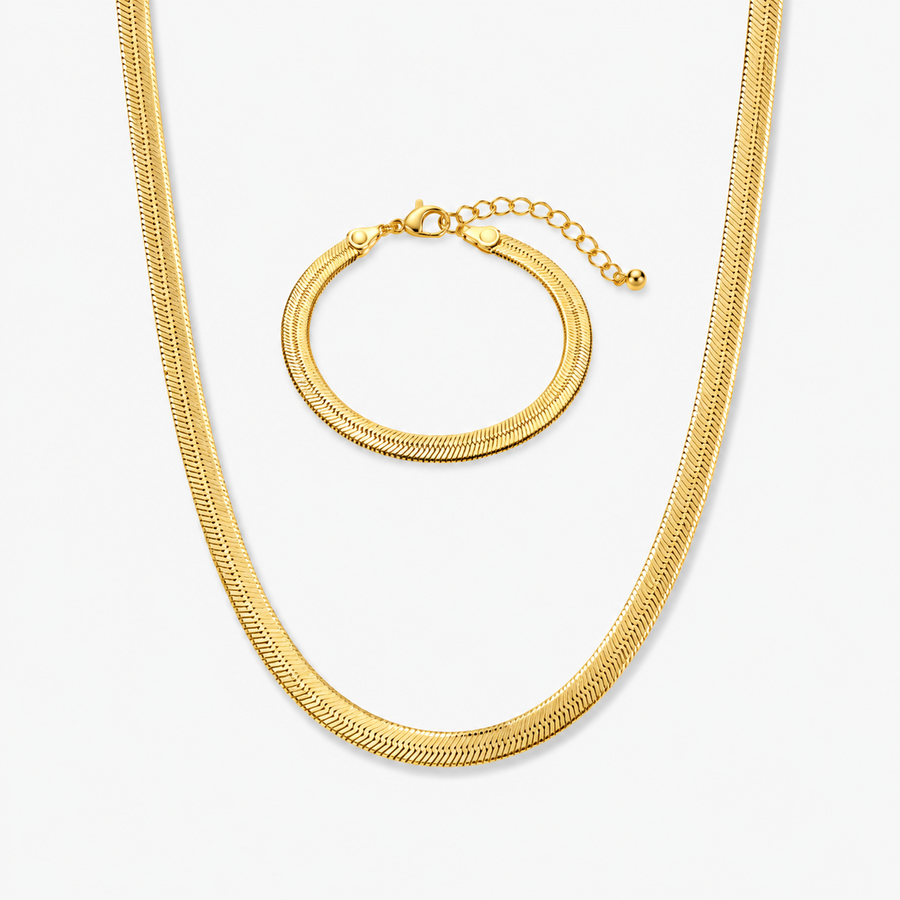 Flat Snake Necklace with Bracelet Set