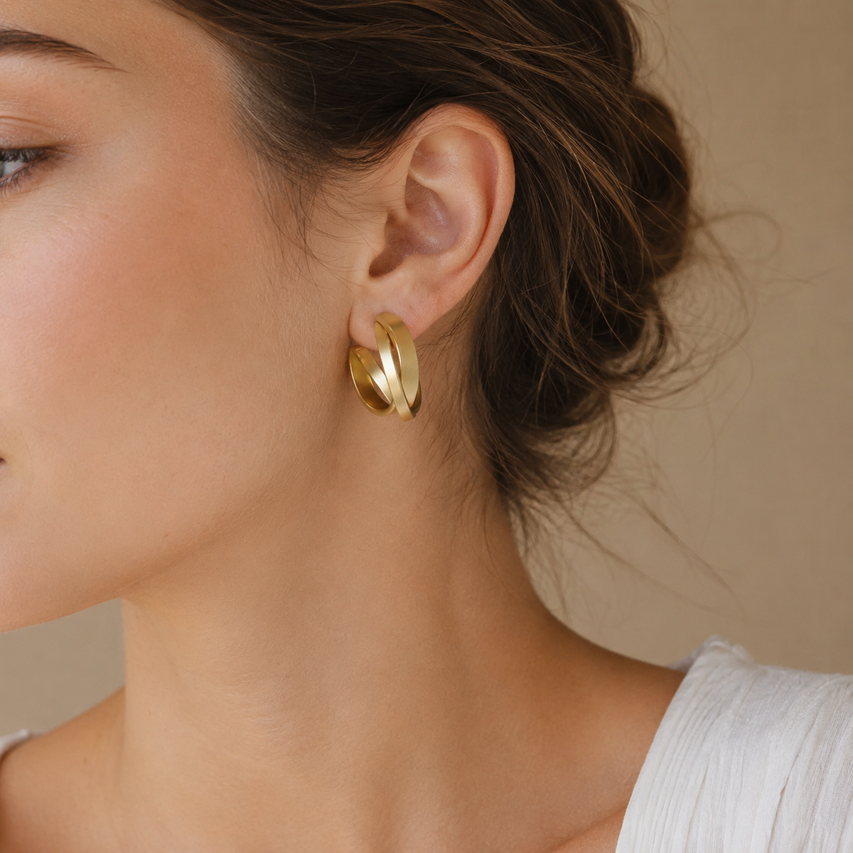 Gold Twist Cross Stud Earrings