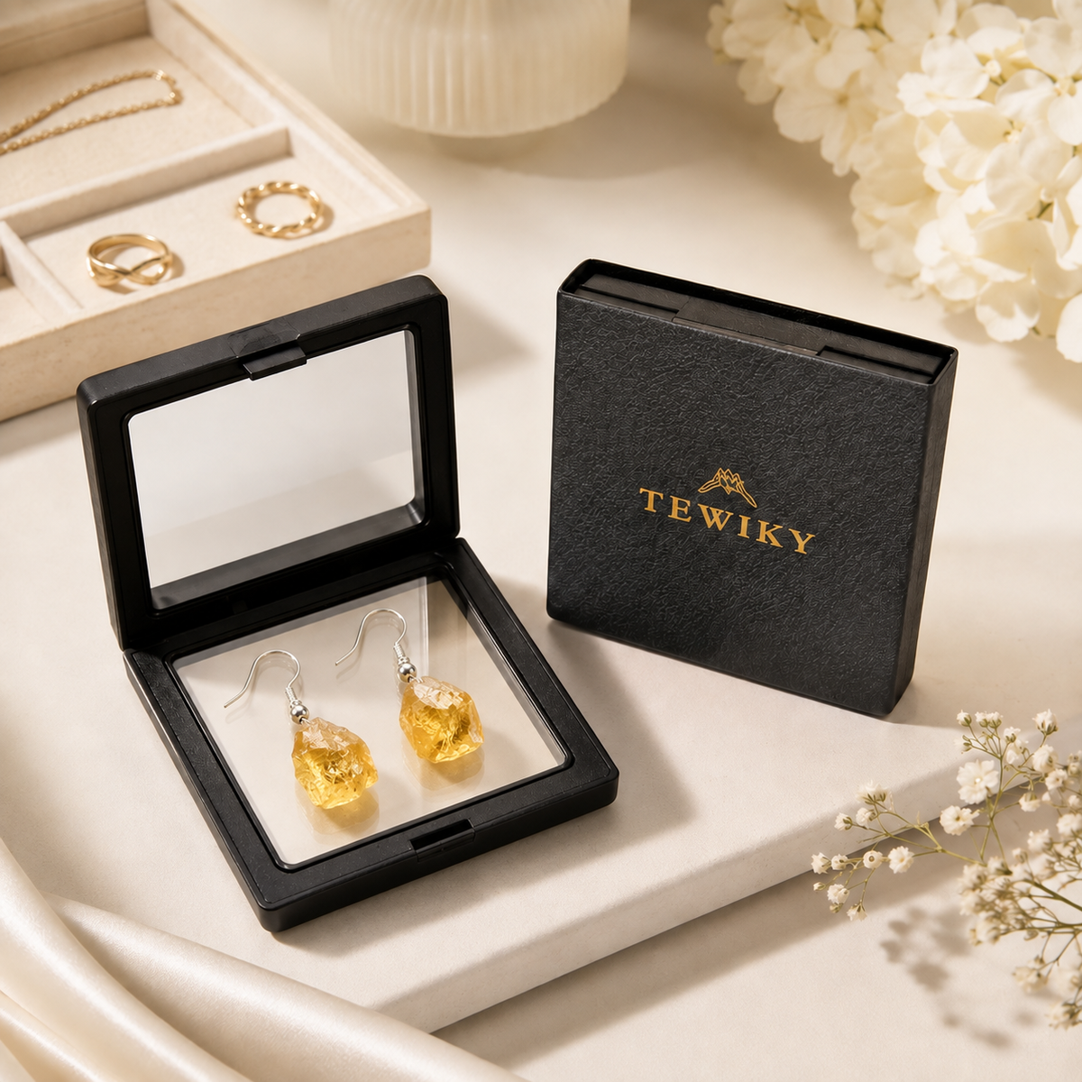 Raw Citrine Drop Earrings