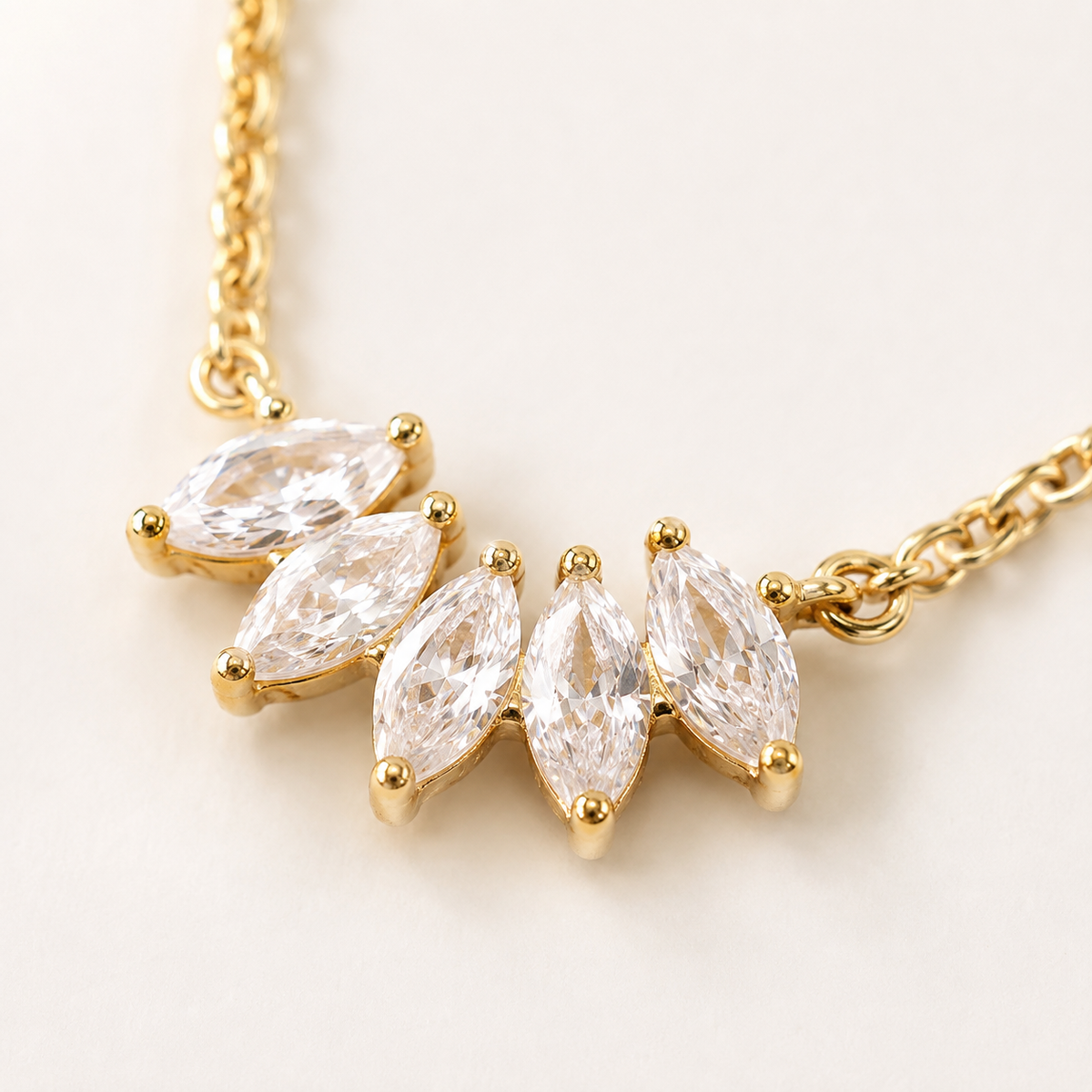 Five Marquise CZ Necklace