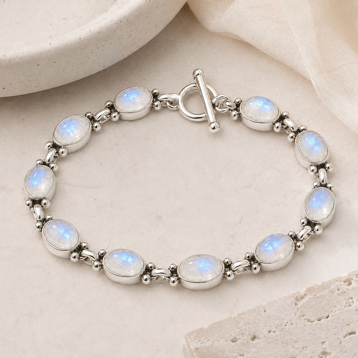Rainbow Moonstone Gemstone Bracelet