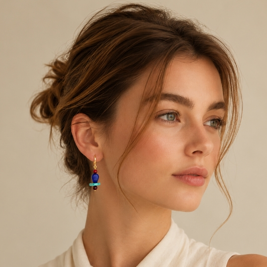 Tibetan Turquoise Dangle Earrings