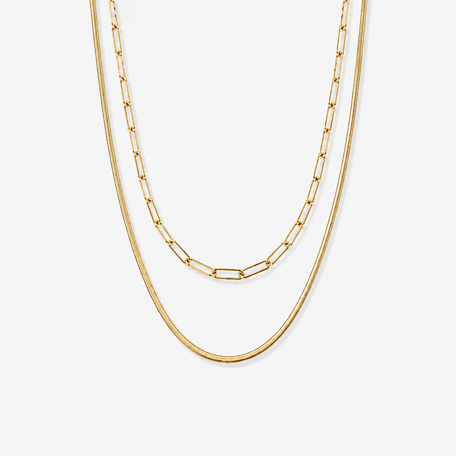 Layered Paperclip&nbsp; Herringbone Necklace