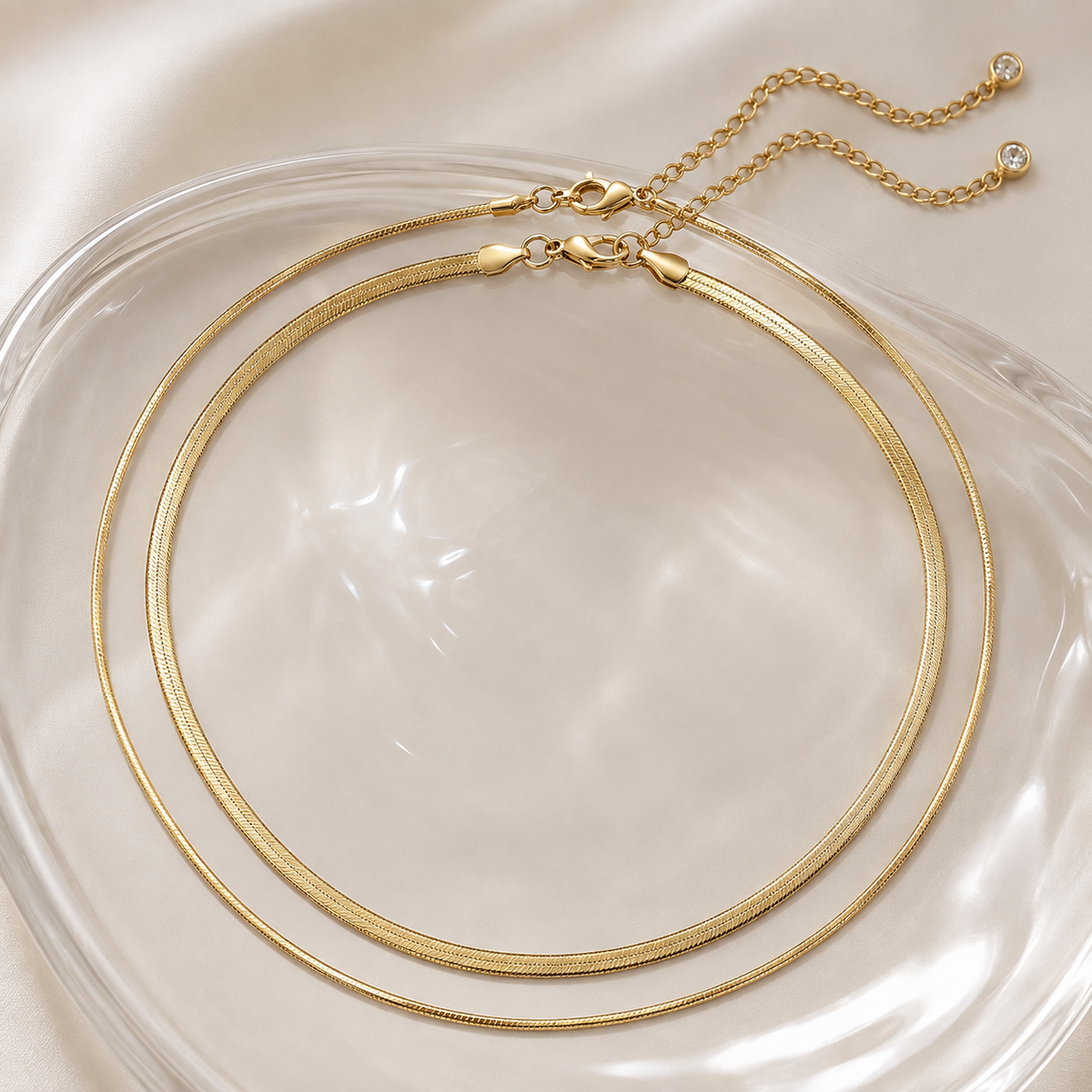 Layered Flat Snake Chain Necklace