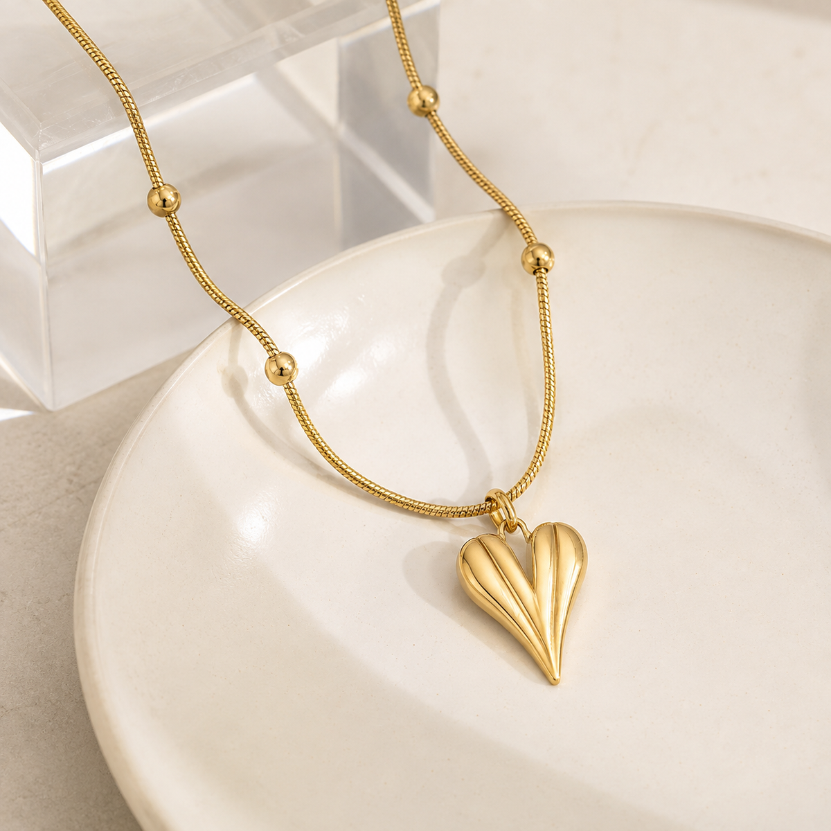 Beaded Heart Pendant Necklace