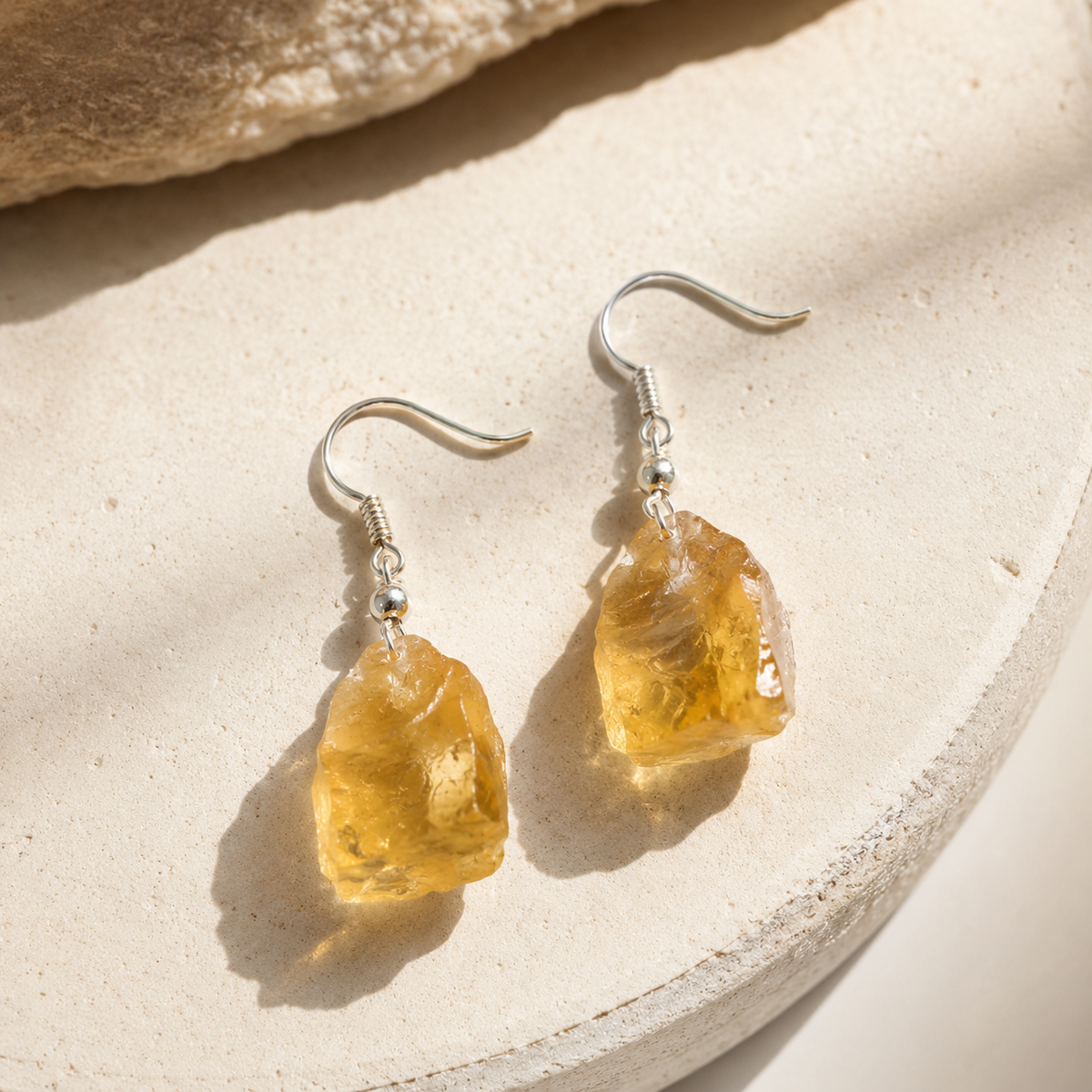 Raw Citrine Drop Earrings
