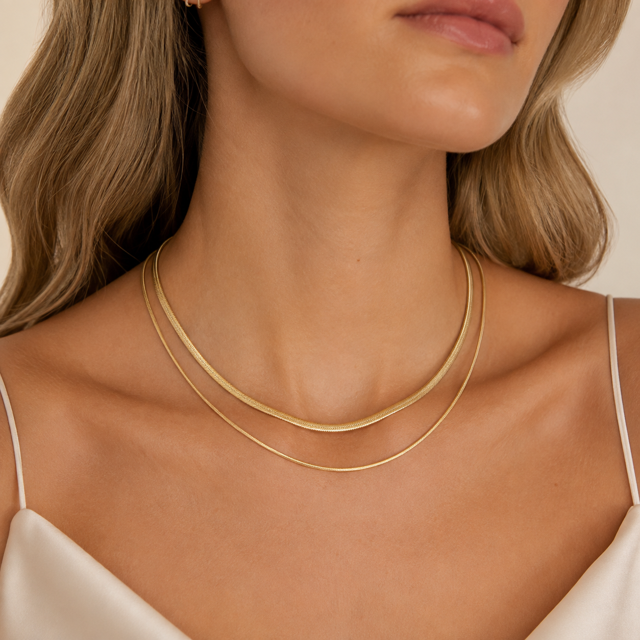 Layered Flat Snake Chain Necklace