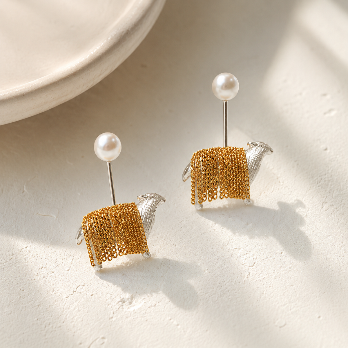 Pearl Sheep Dangle Earrings