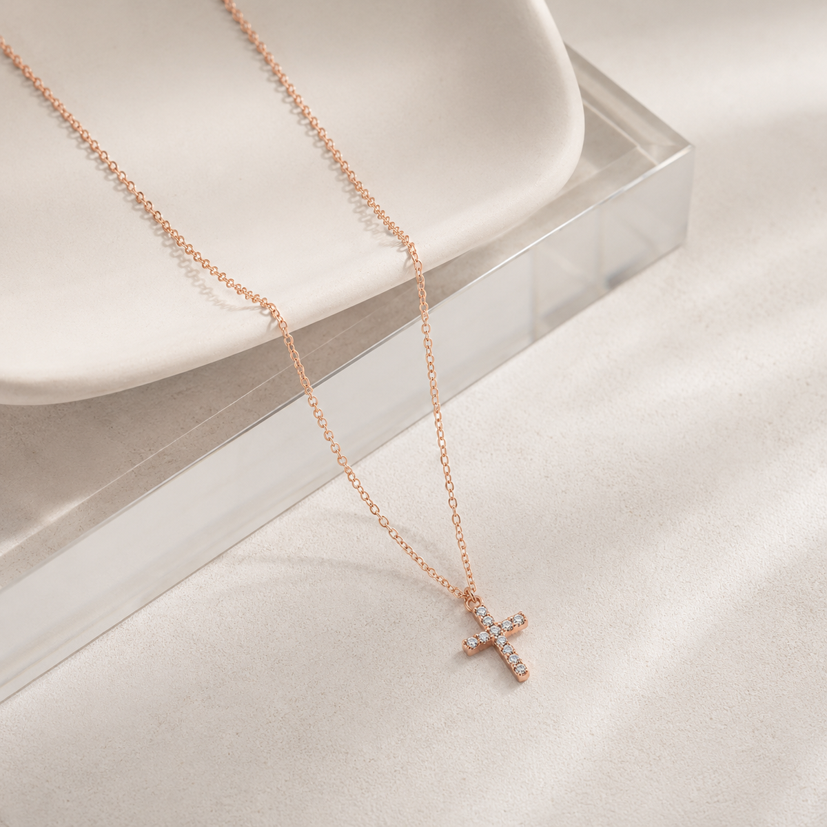 Sparkling CZ Cross Pendant Necklace