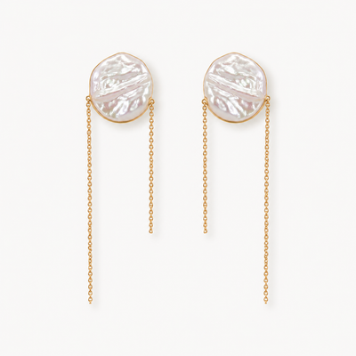 Baroque Pearl Gold Chain Earrings