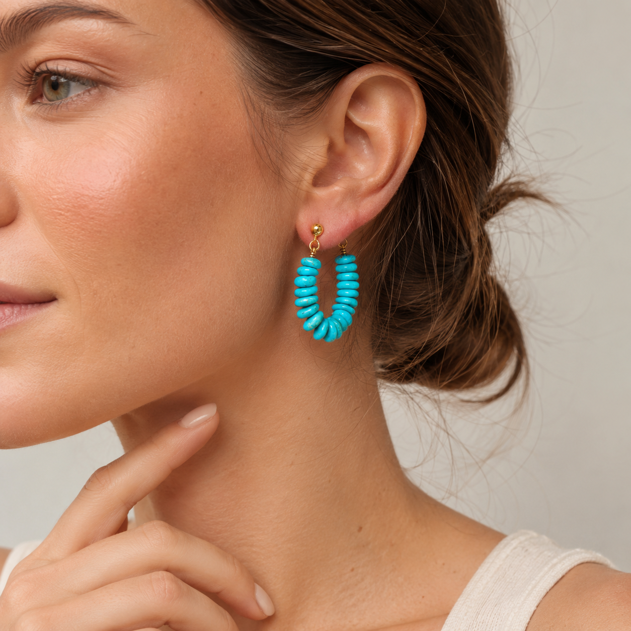 Natural Turquoise U-Shape Earrings