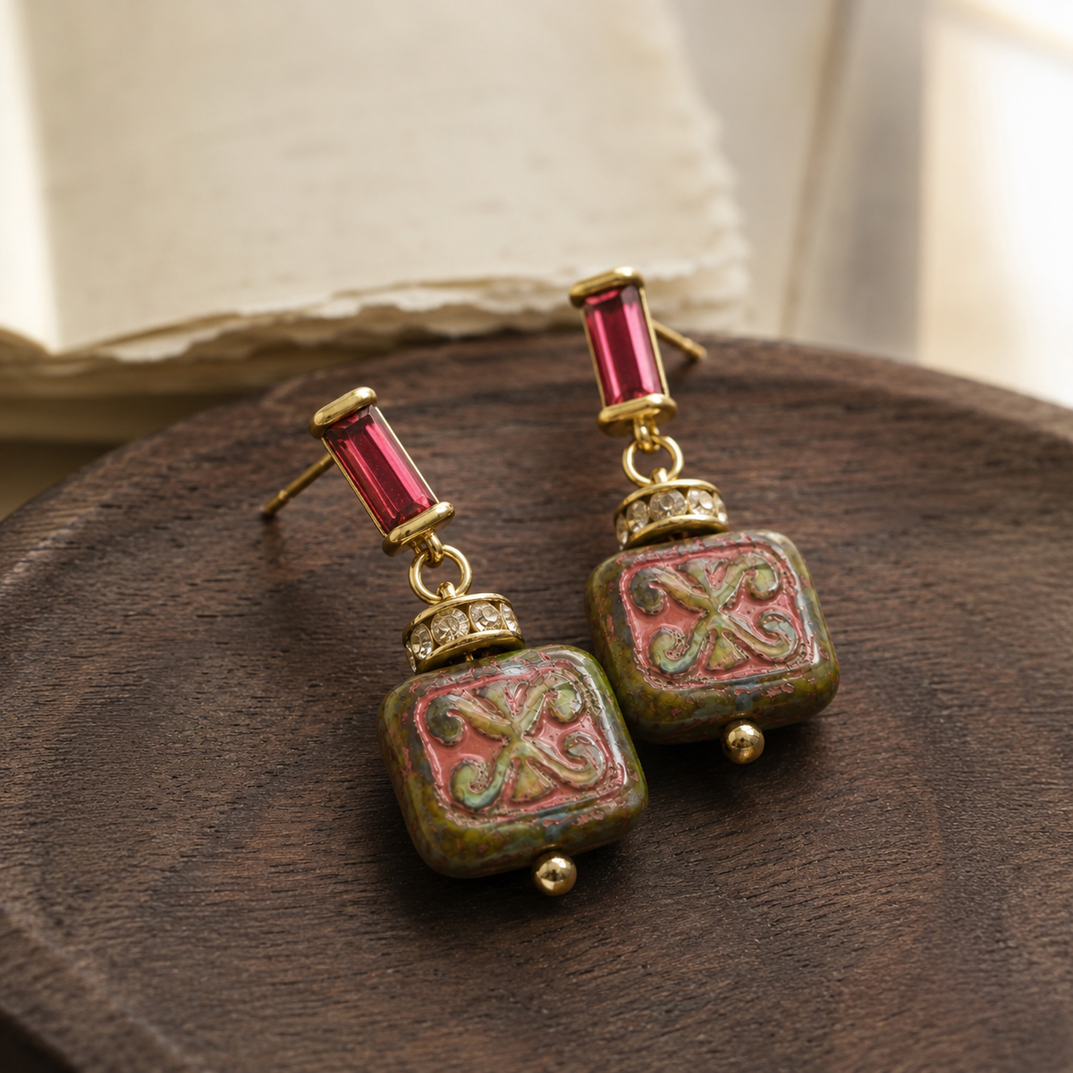 Hand-Painted Czech Glass Earrings