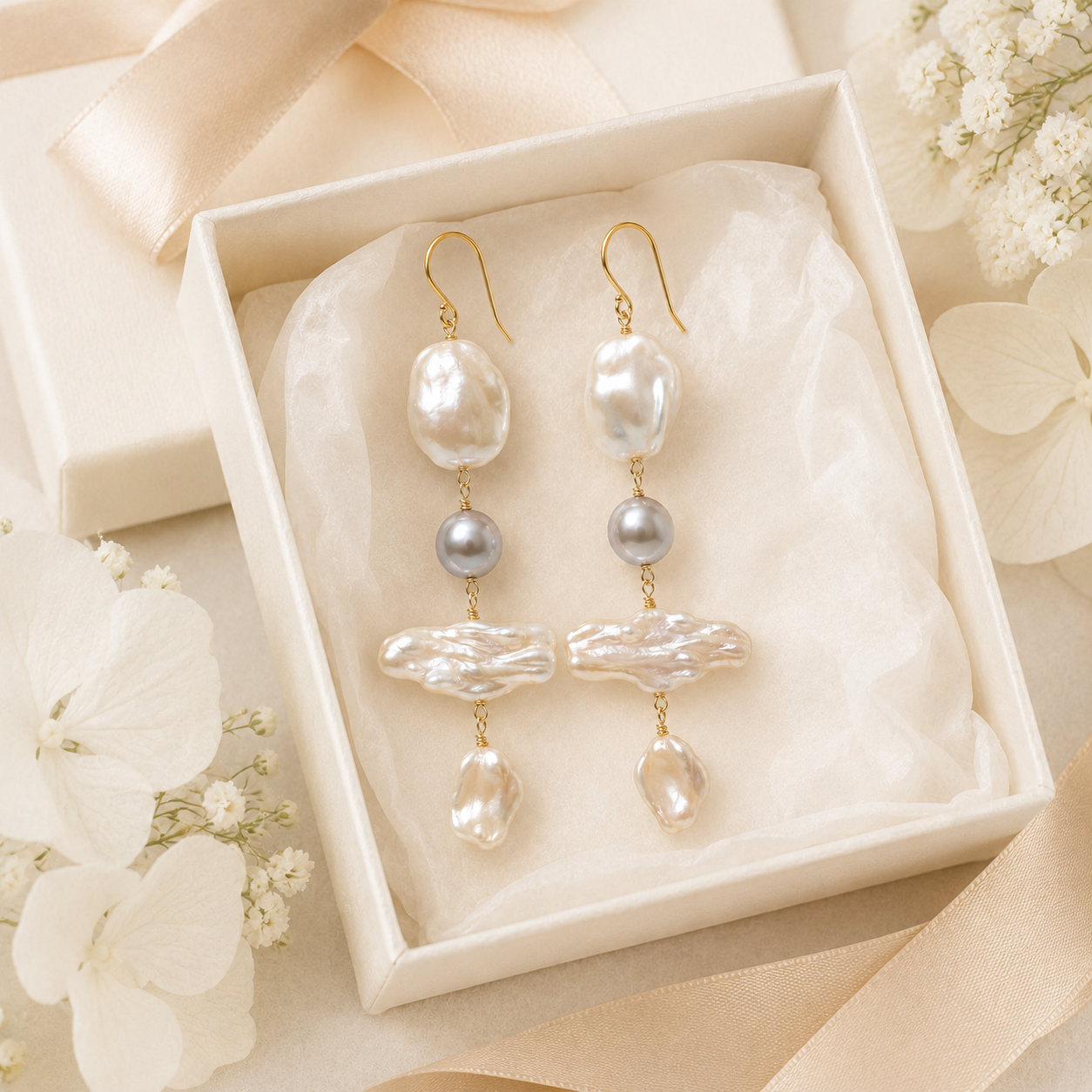 Mixed Baroque Pearl Statement Earrings