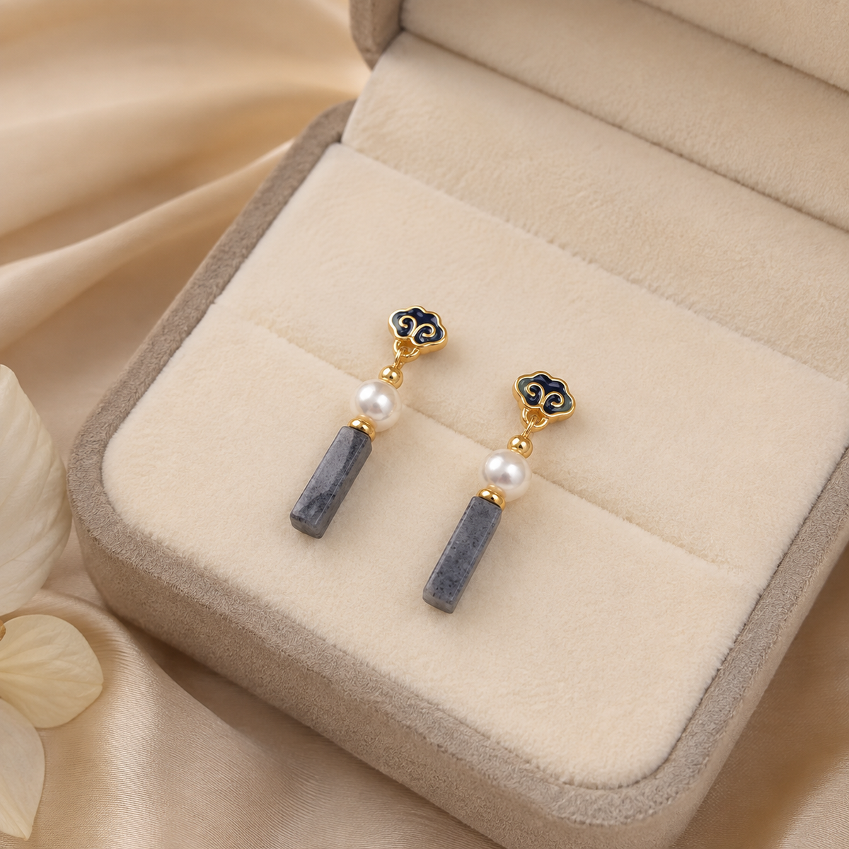 Cloud Freshwater Pearl Drop Earrings