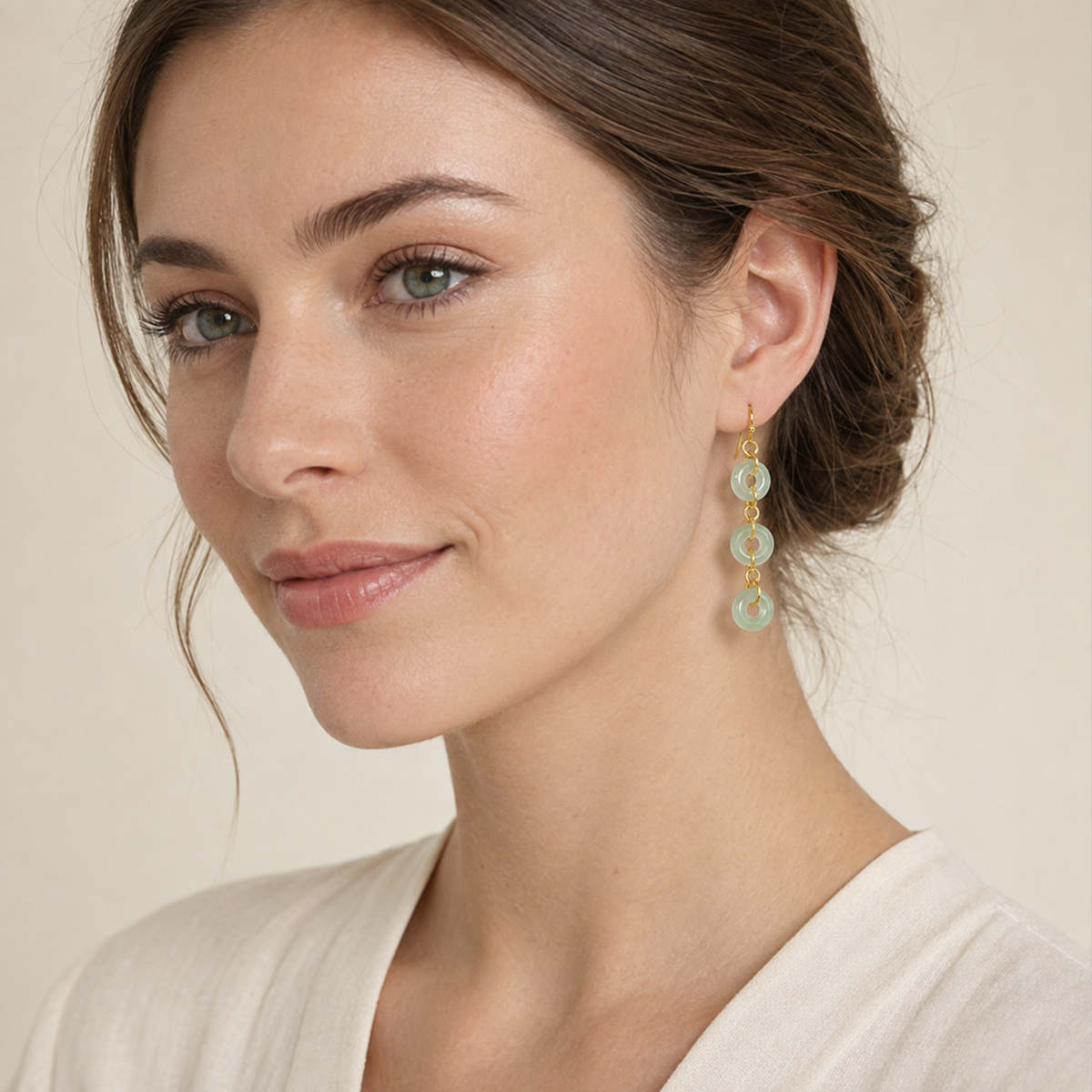 Jade Ring Tassel Earrings
