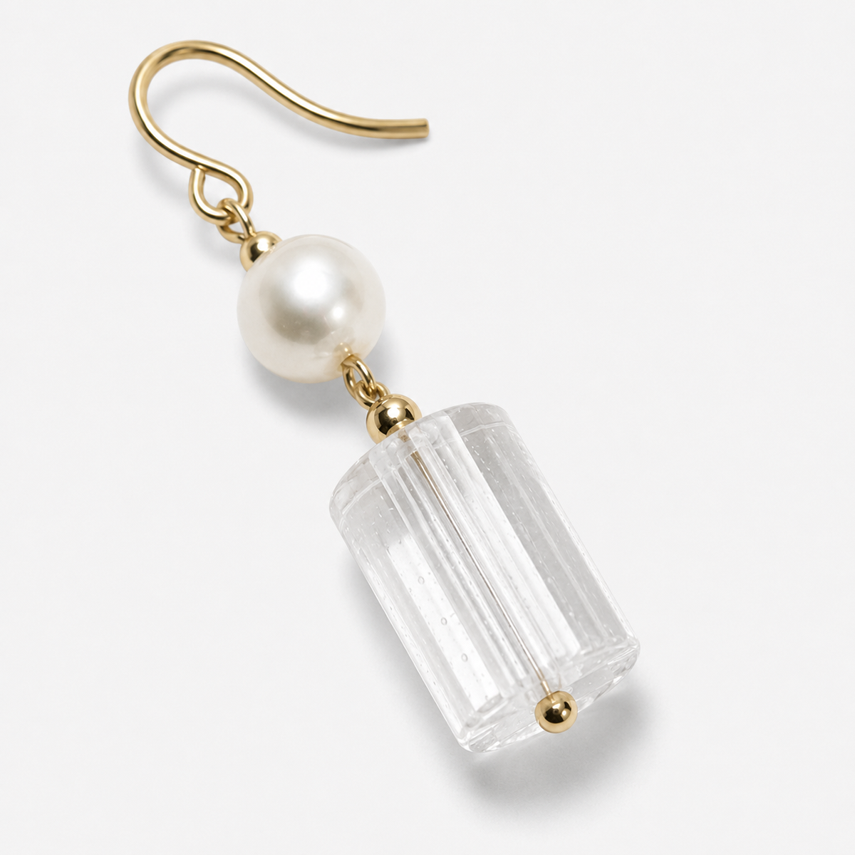 Natural Clear Quartz Freshwater Pearl Earrings