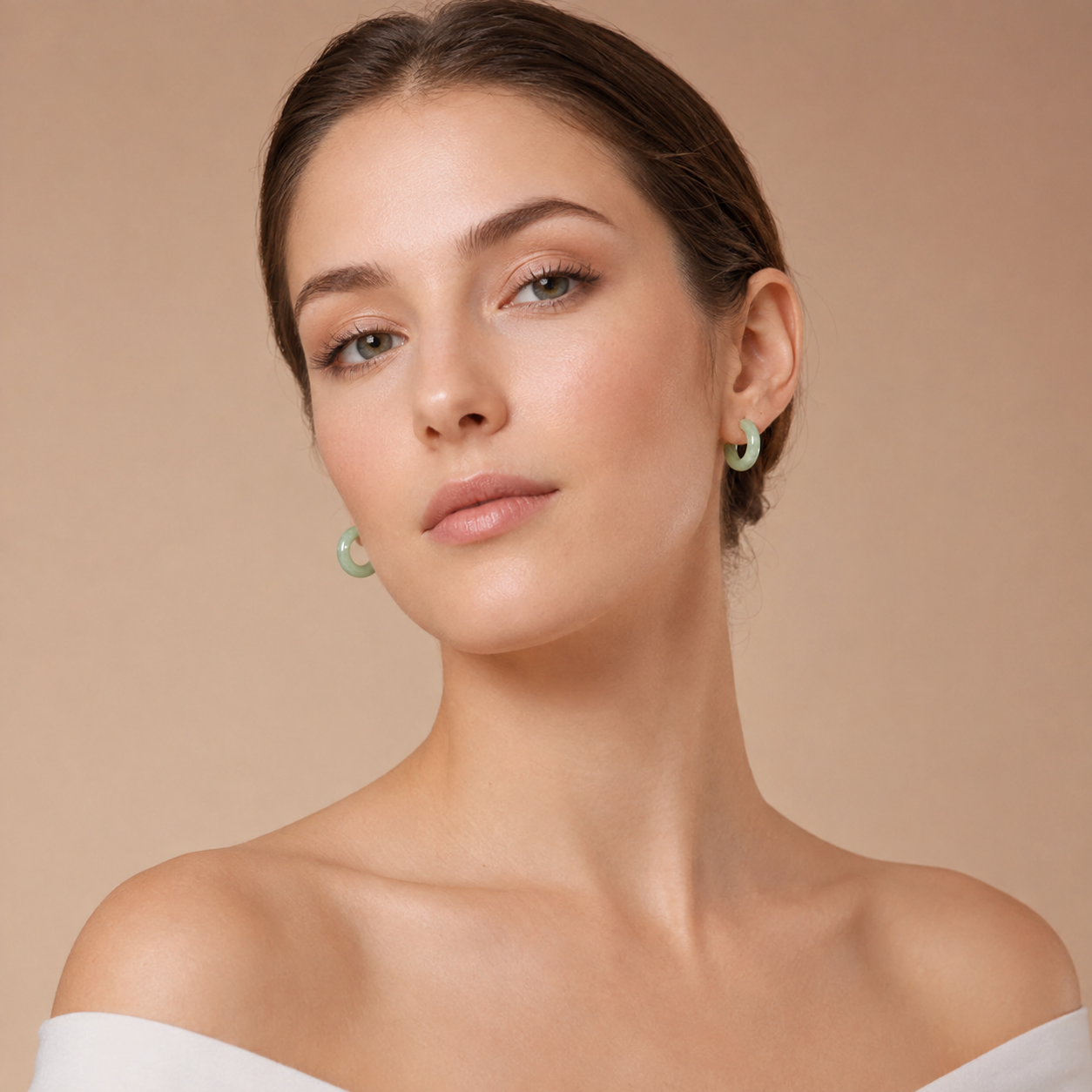 Green Jade Chunky Hoop Earrings