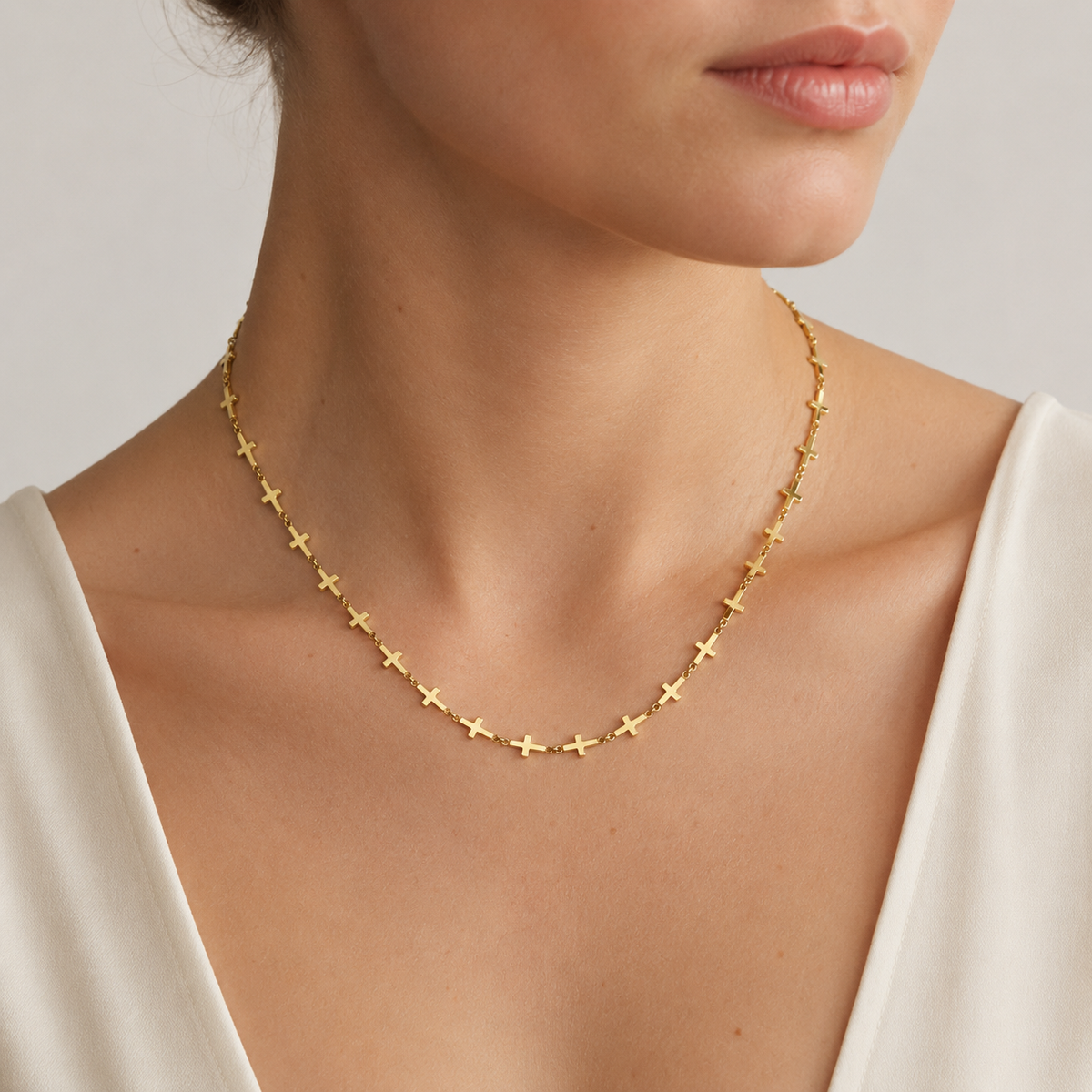 Dainty Cross Choker Necklace