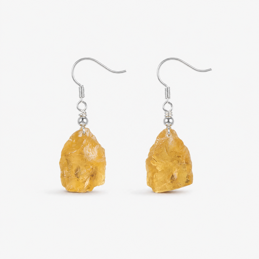 Raw Citrine Drop Earrings