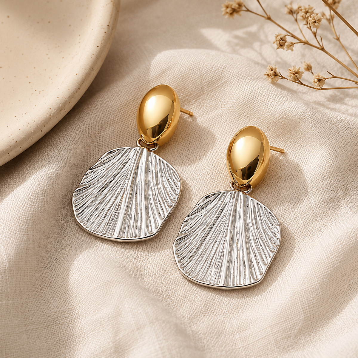 Flower Shell Stud Earrings