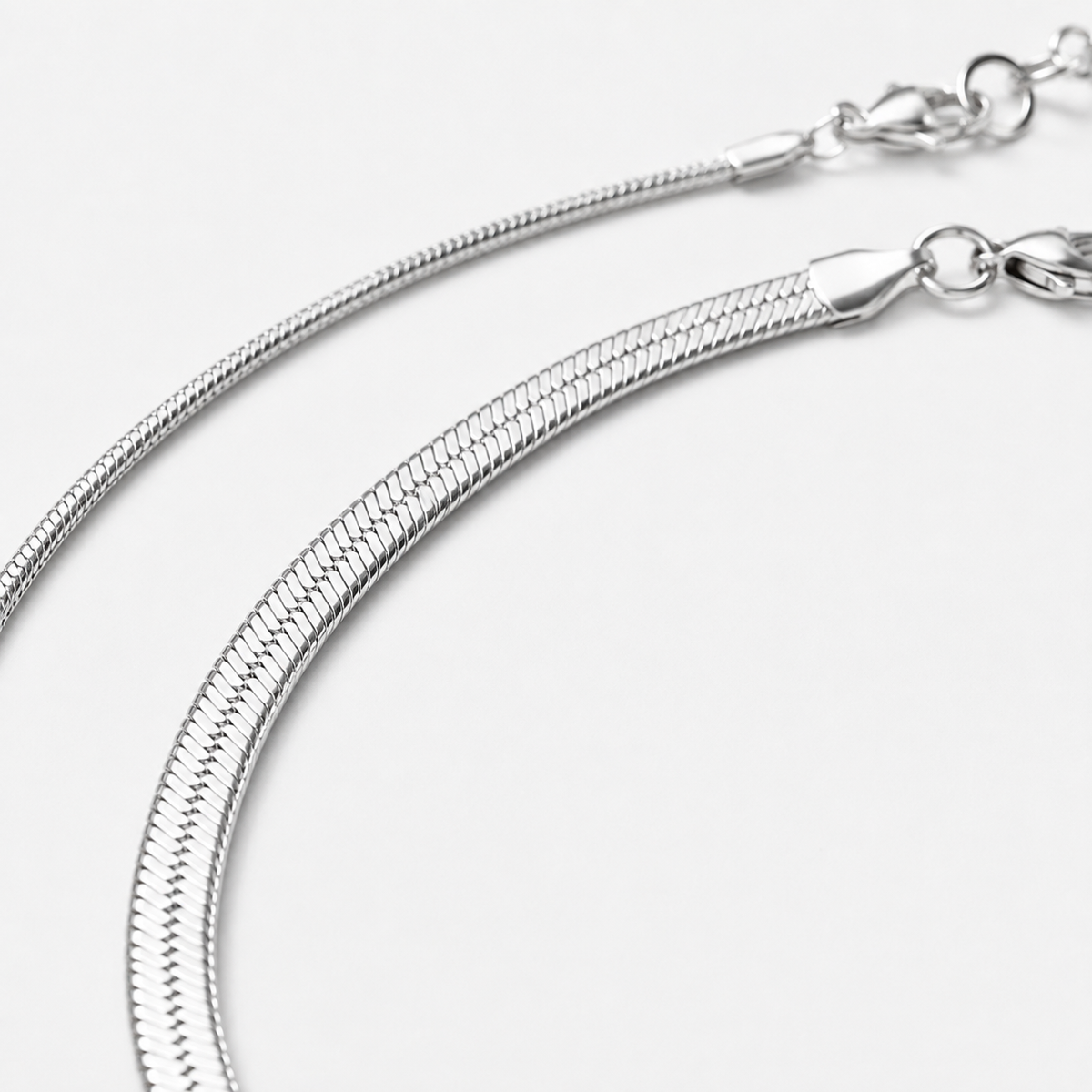 Layered Flat Snake Chain Necklace