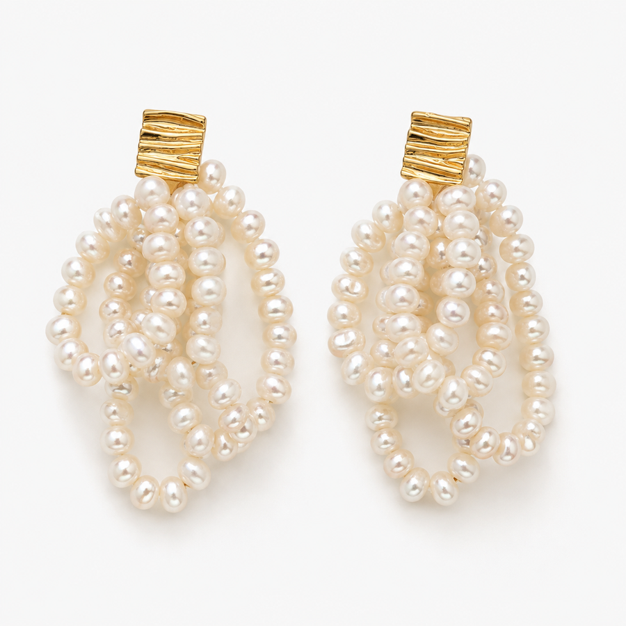 Layered Pearl Dangle Earrings