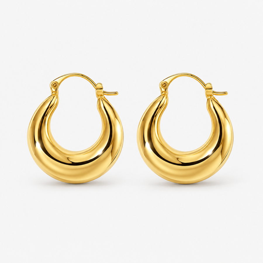 Chunky Oval Gold Hoop Earrings