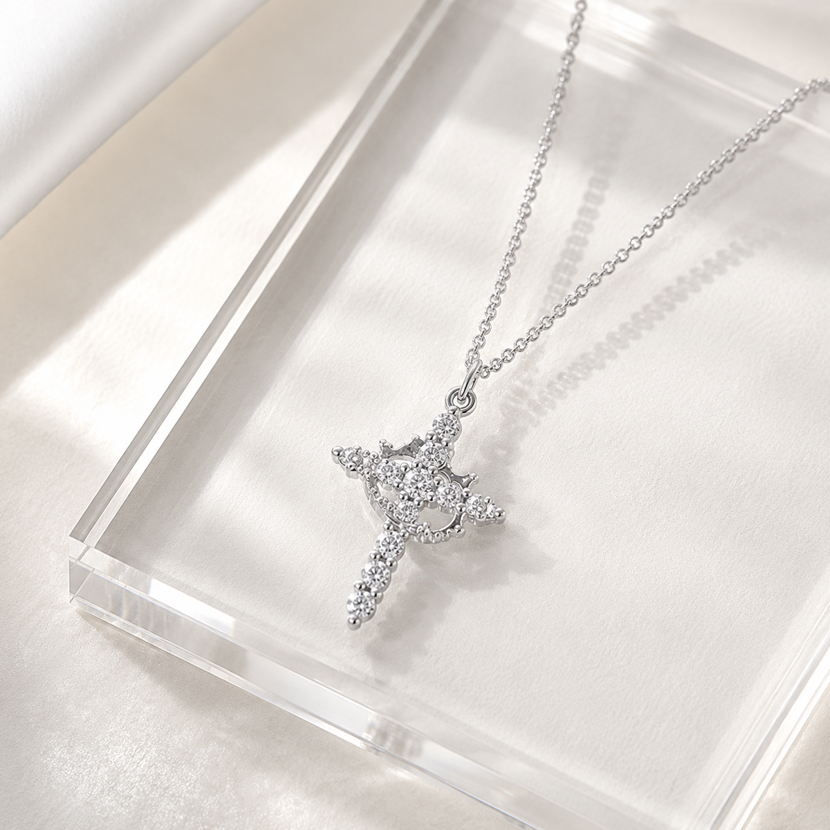 Crown Cross Pendant Necklace