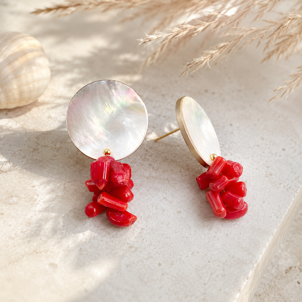 Abalone Shell Geometric Earrings