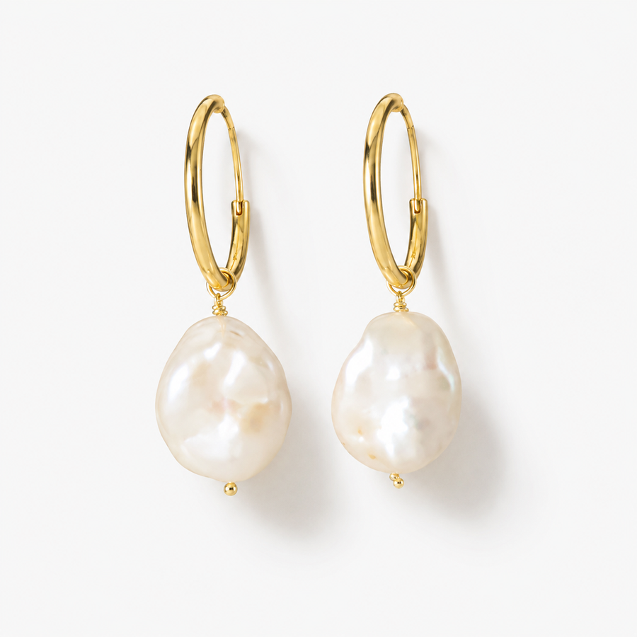TEWIKY Natural Baroque Pearl Drop Earrings