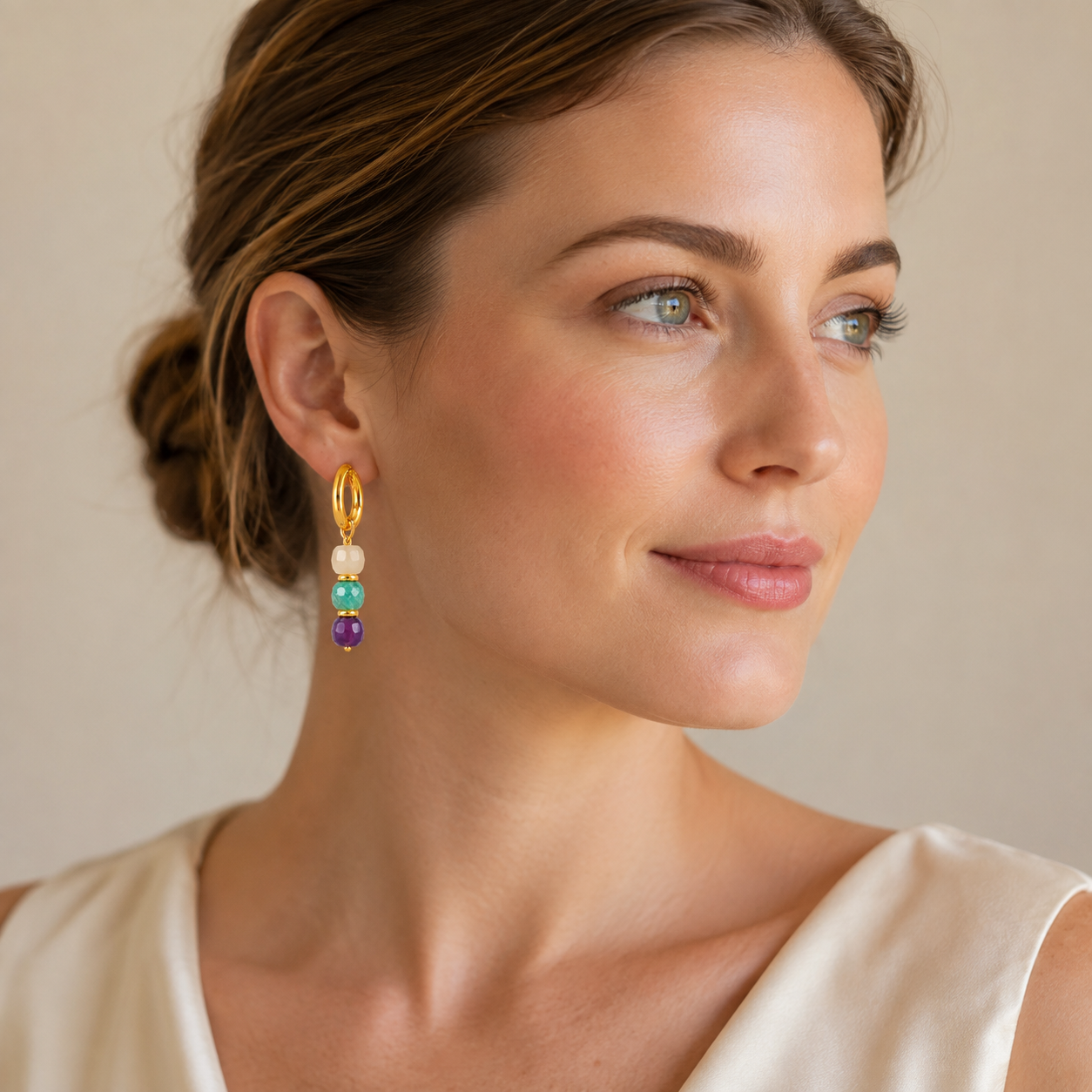Colorful Natural Stone Dangle Earrings