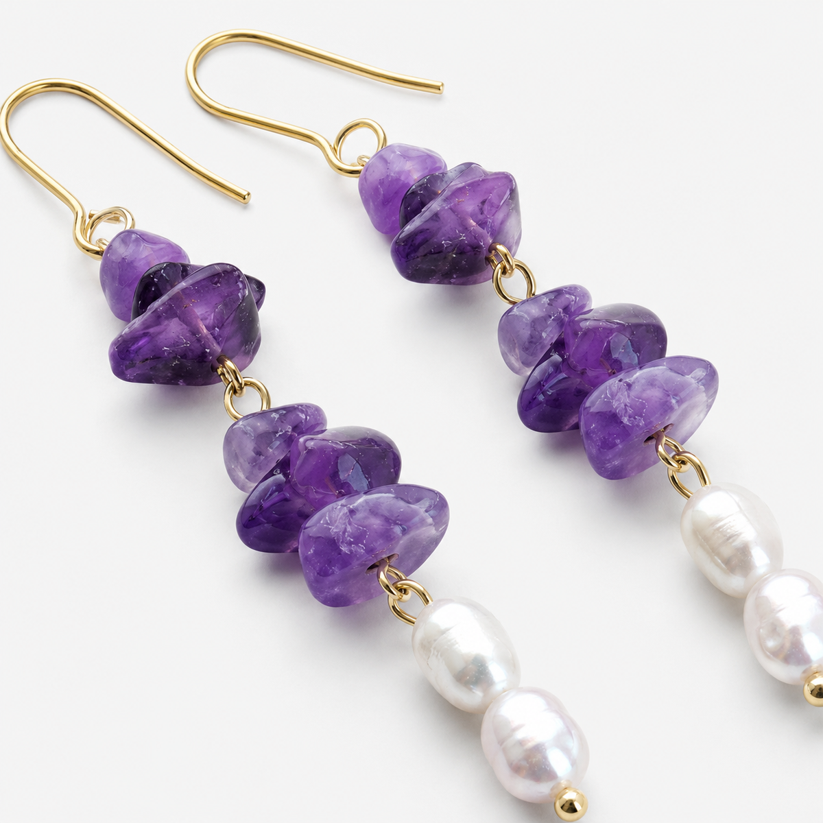 Lavender Pearl Tassel Earrings