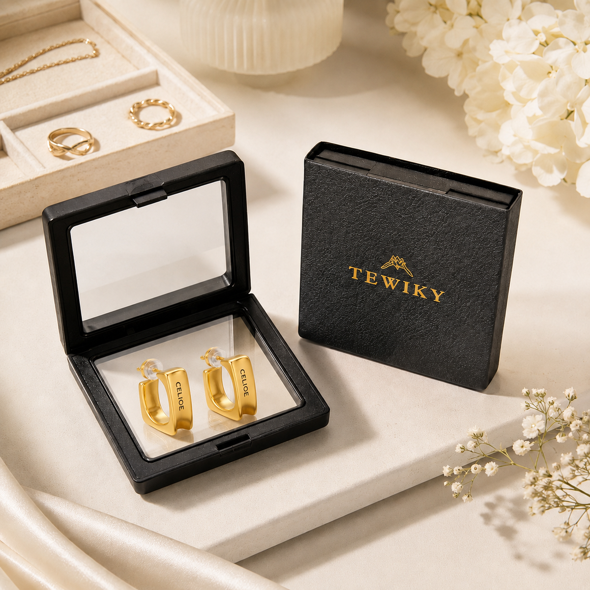 Geometric Square Stud Earrings