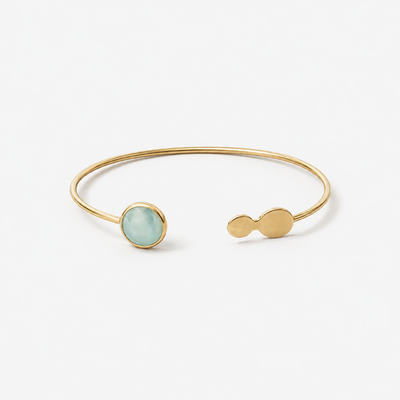 Aqua Chalcedony Gold Cuff Bracelet | TEWIKY