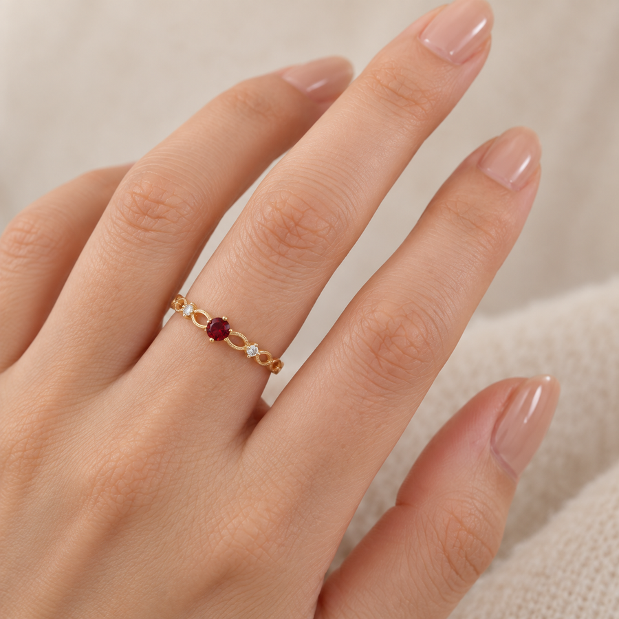 Dainty 12 Birthstone CZ Ring